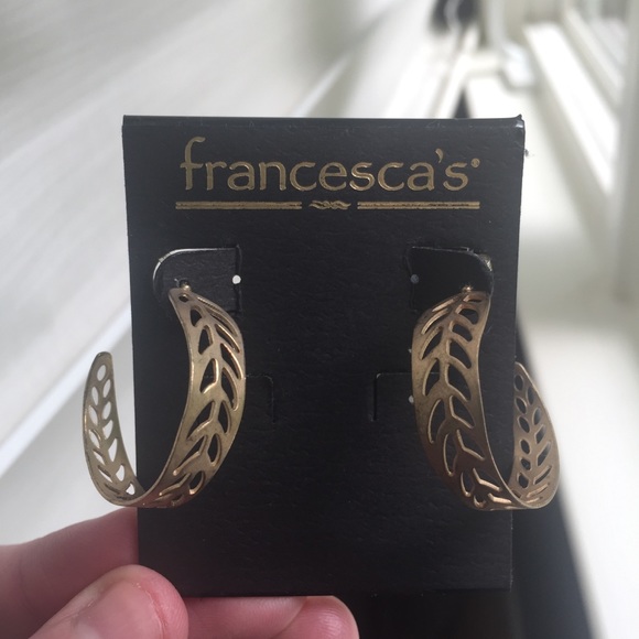 Francesca's Collections Jewelry - Francesca's Matte Leaf Cutout Hoop Earrings
